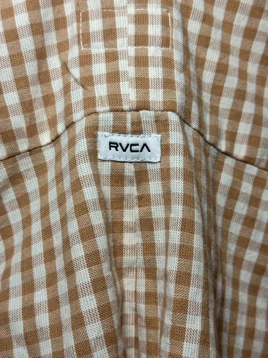 NWT RVCA Forager 100% Cotton Gingham Romper - Size L/12 - Sand/Tan White - Picture 6 of 13